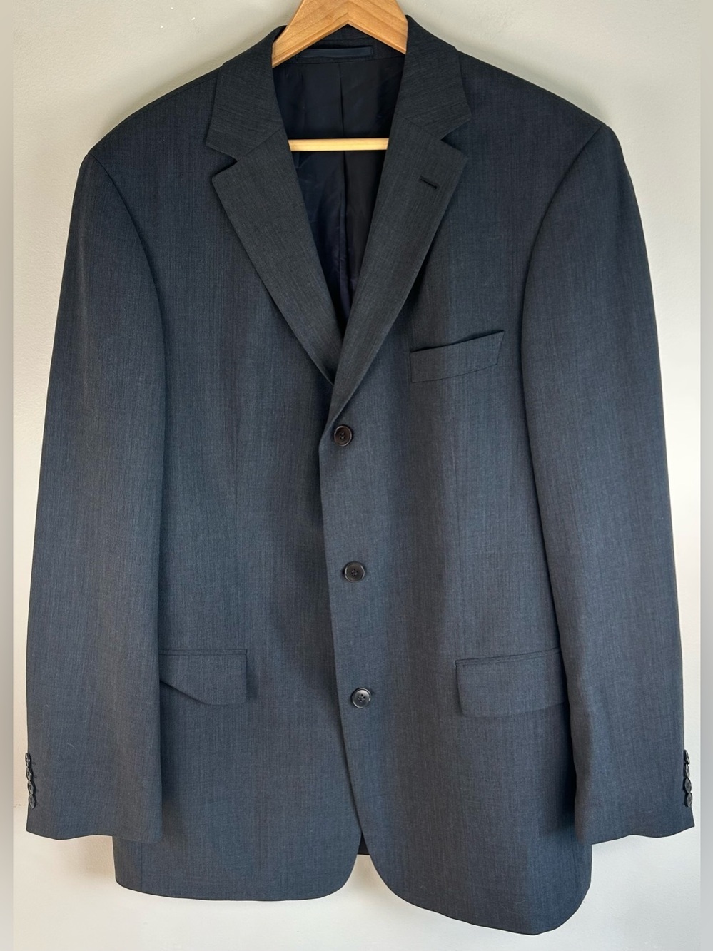 HUGO BOSS Rossellini Men’s Blazer Suit Jacket 42L Gray Virgin Wool 3 Buttons EUC